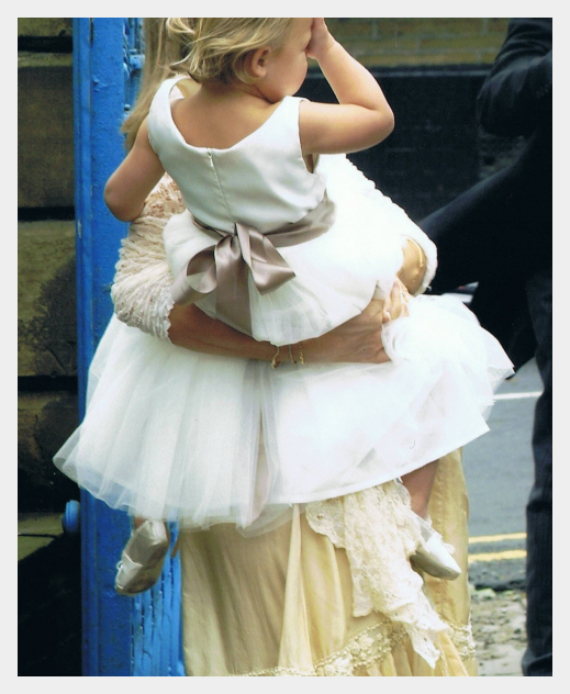 Flower girl dresses by Felicity Westmacott, ivory duchess satin and soft tulle with coffee ribbon sashes
